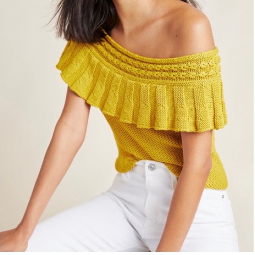 Anthropologie ruffled off-the-shoulder top